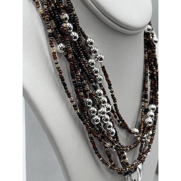 Joan Rivers Vintage Tigers Eye Bird Call Pendant 10 Strand Beaded Necklace - Picture 5 of 14